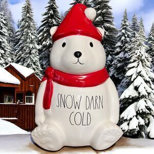 Rae Dunn Snow Darn Cold Polar Bear Christmas Decor Ceramic Figurine Holiday